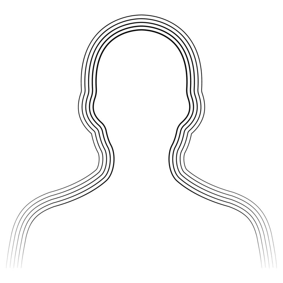 Humain buste silhouette avatar, buste forme parallèle lignes, Humain chakra aura radiation de énergie vecteur