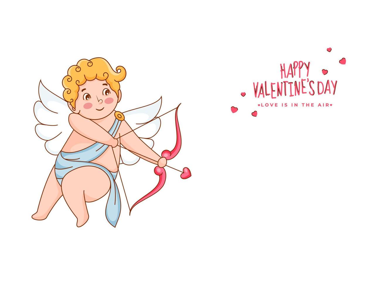 dessin animé ange Cupidon avec La Flèche sur blanc Contexte pour content la Saint-Valentin jour, l'amour est dans le air concept. vecteur