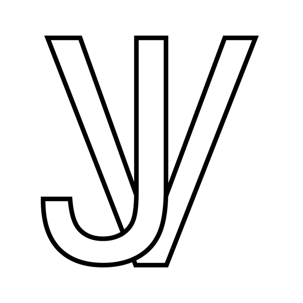 logo signe vj jv, icône double des lettres logotype v j vecteur