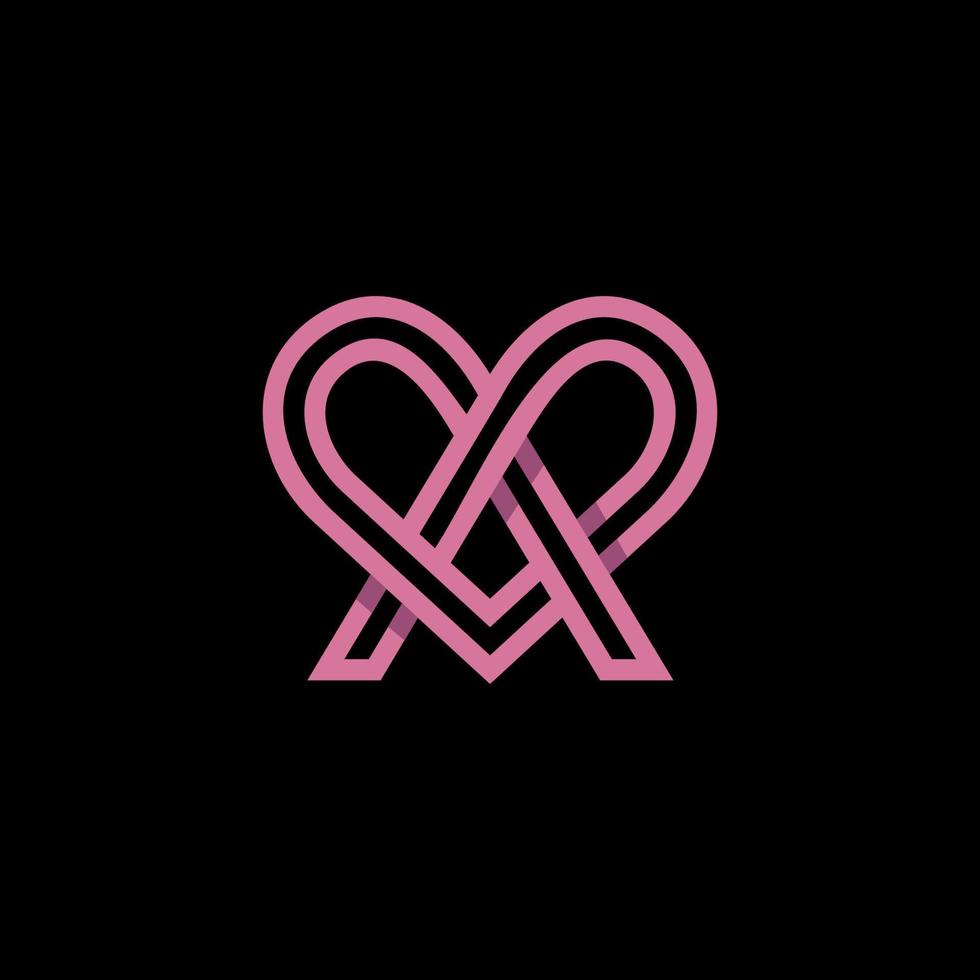 une l'amour ruban cadeaux monoline minimaliste logo conception vecteur
