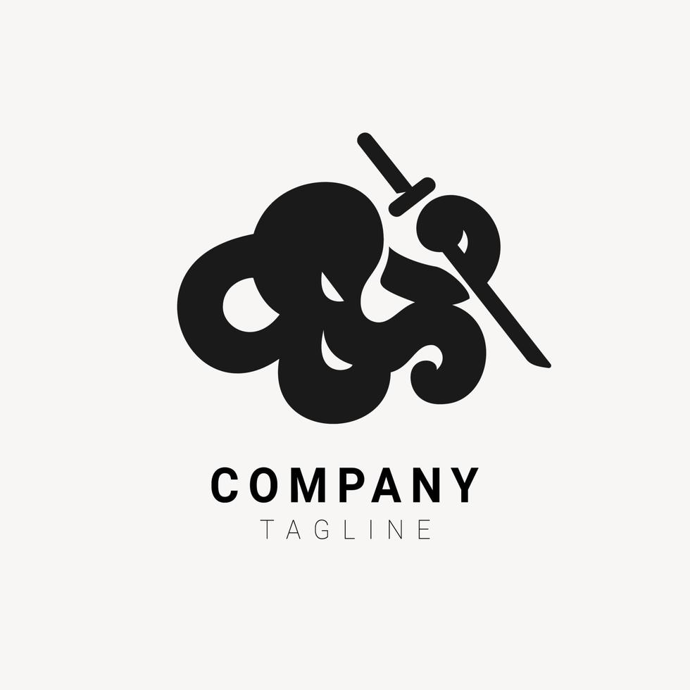 poulpe épée minimaliste logo conception vecteur