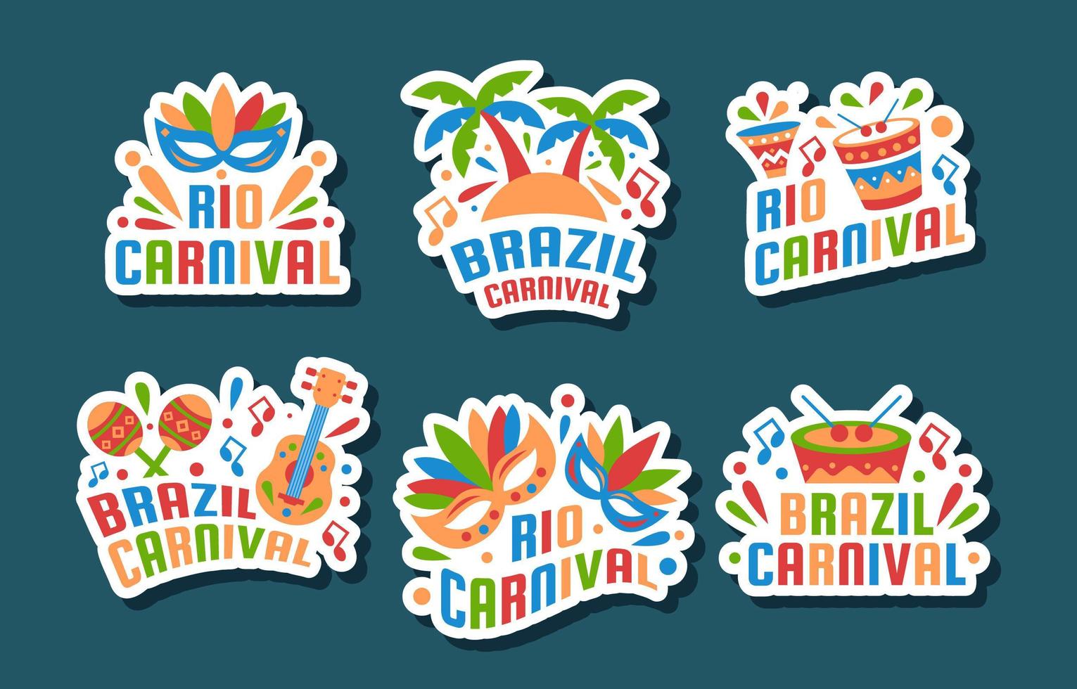 carnaval de rio coloré stickers vecteur