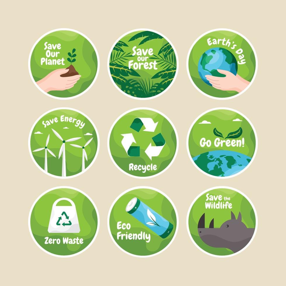 Pack d'autocollants de la campagne Save Our Planet vecteur