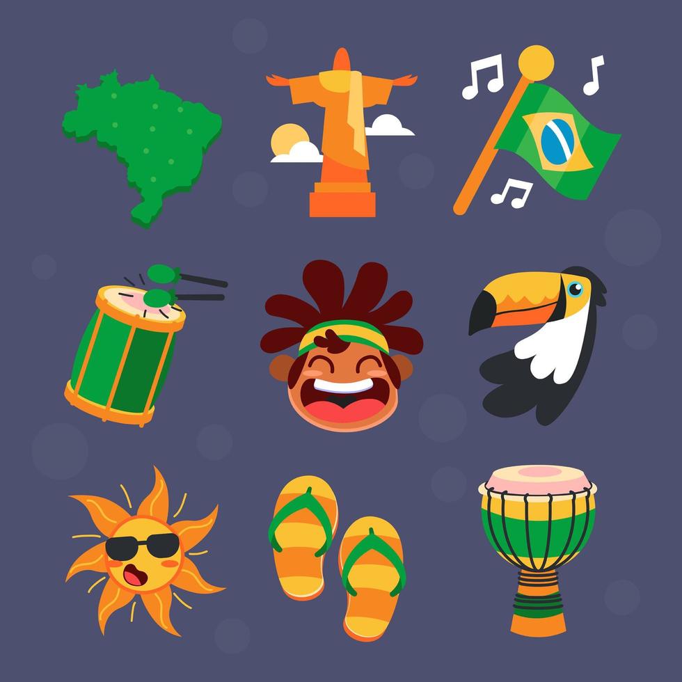 icône de fête du carnaval brésilien de rio vecteur