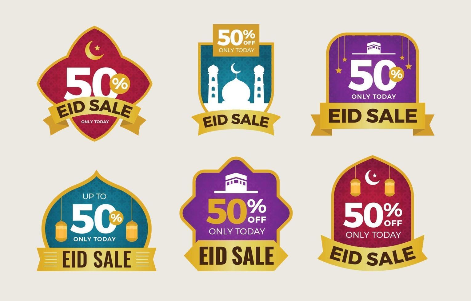 collection d'étiquettes de vente eid mubarak vecteur