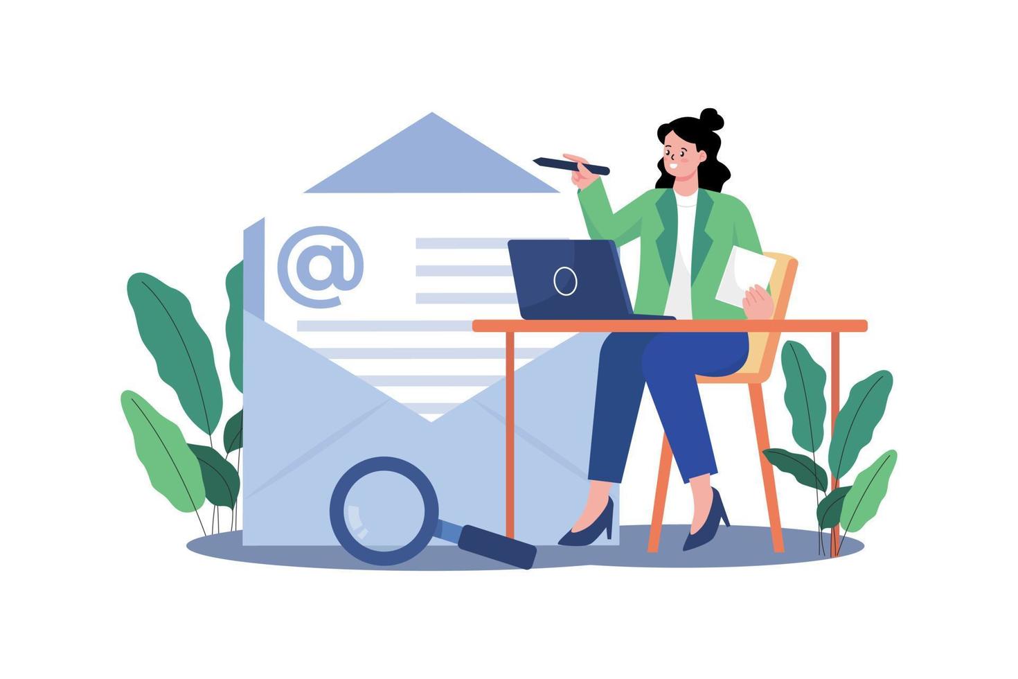 femme d'affaires marketing par e-mail vecteur