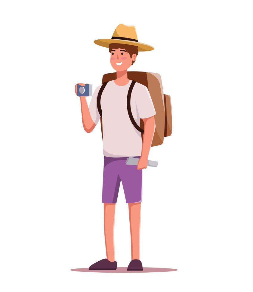 personnages touristes en voyageant gens vecteur illustration