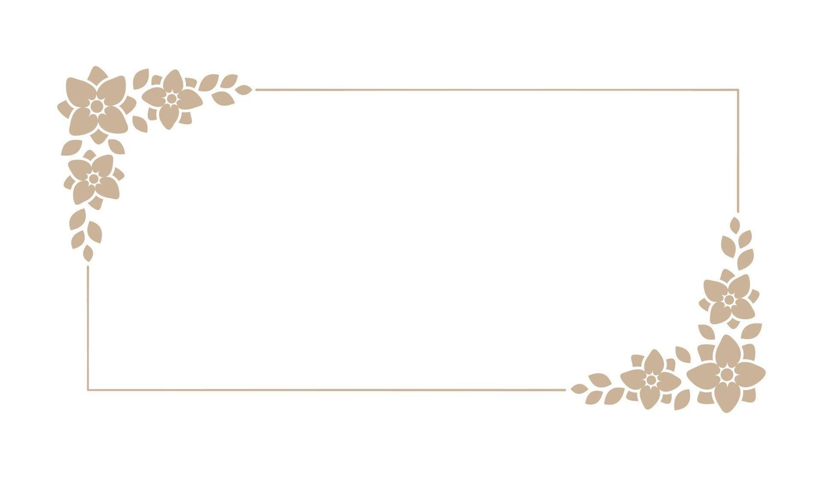 floral beige rectangle Cadre. botanique boho frontière vecteur illustration. Facile élégant romantique style pour mariage événements, carte conception, logo, Étiquettes, social médias des postes, modèles