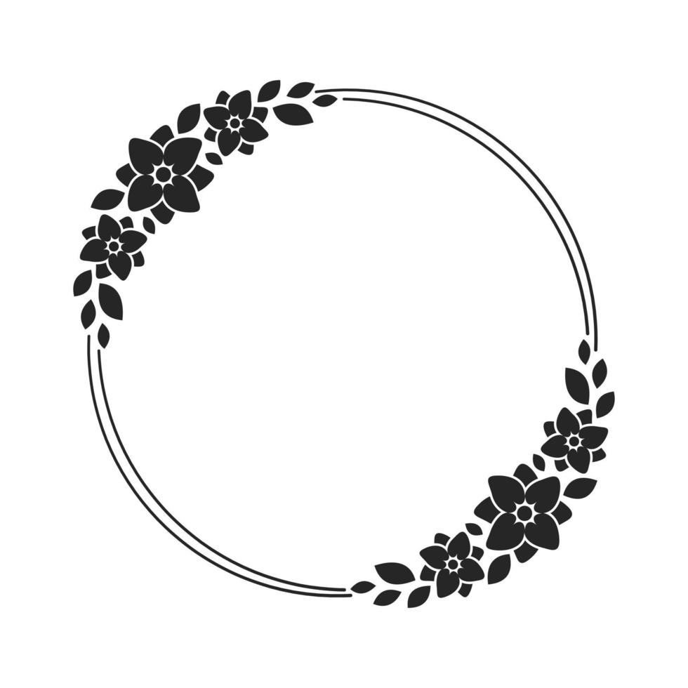 floral couronne Cadre modèle. rond frontière avec vigne et main tiré fleur modèle. vecteur rond frontière avec espace pour texte.