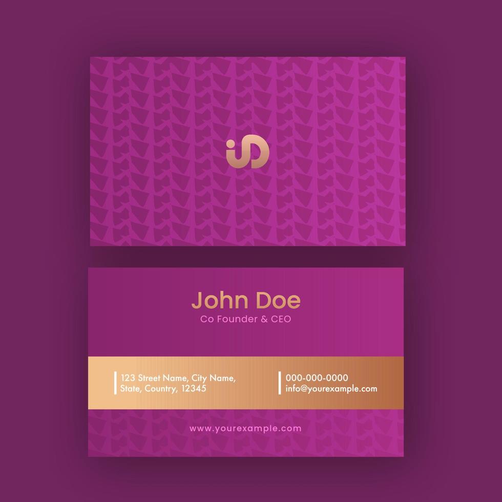 double face affaires carte conception dans magenta couleur. vecteur