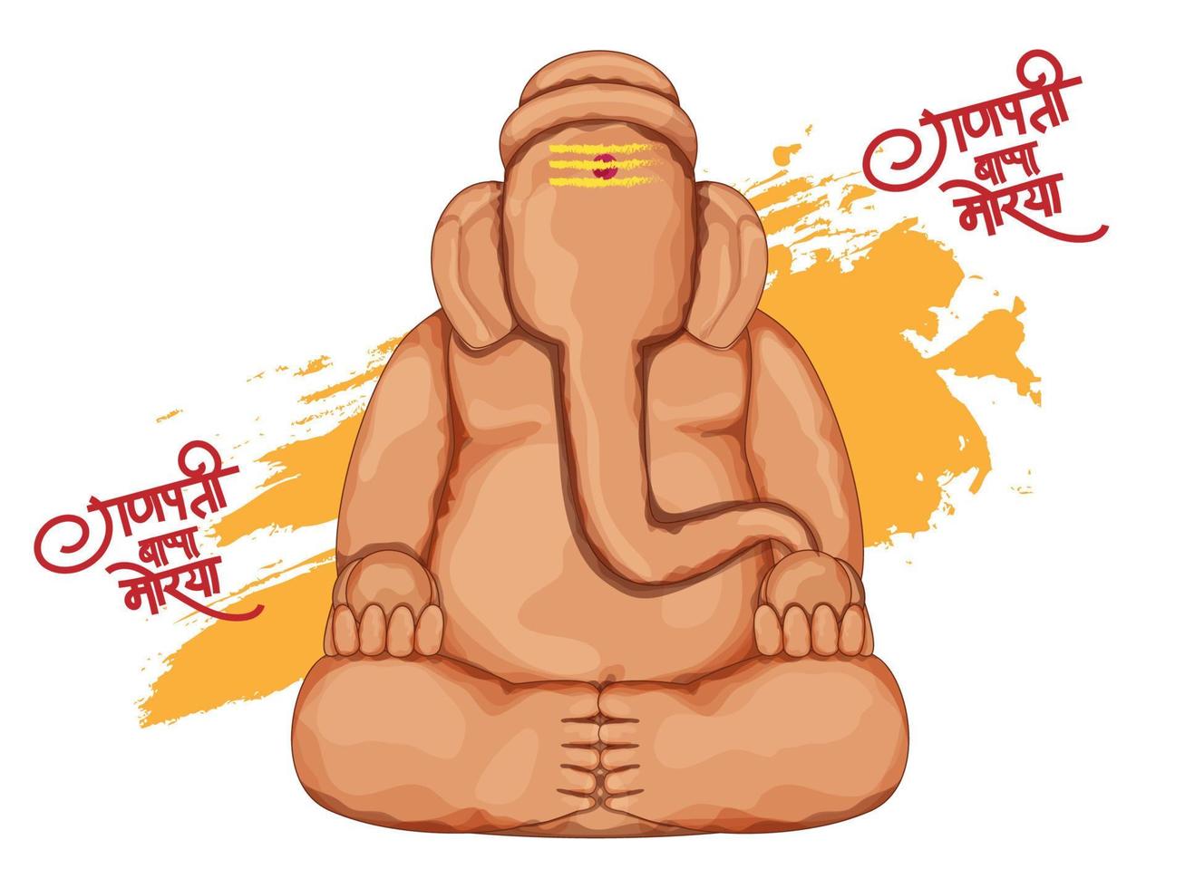 hindi texte ganpati bappa morya avec Créatif sol ganesha idole et Orange brosse effet sur blanc Contexte. vecteur