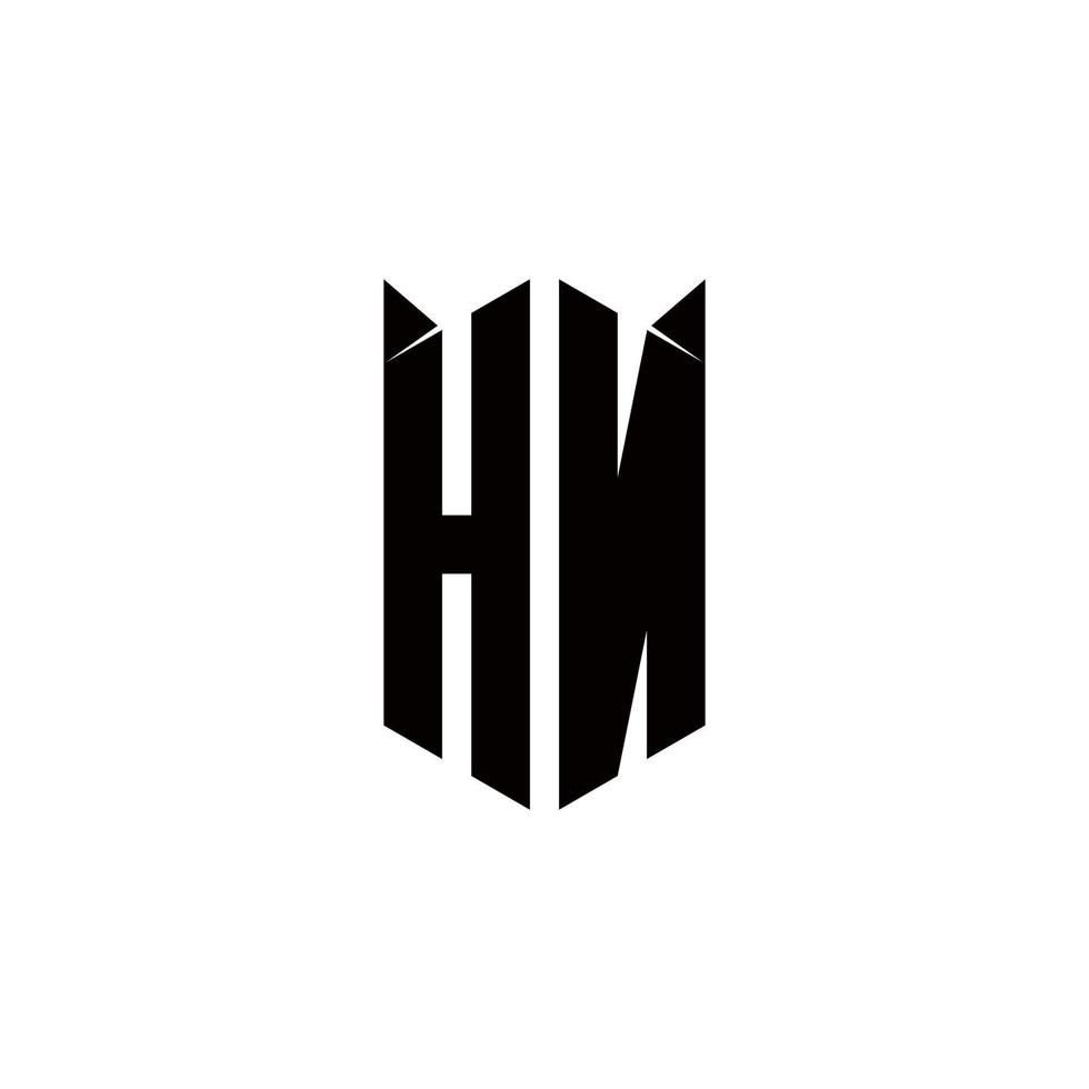 hn logo monogramme avec bouclier forme dessins modèle vecteur