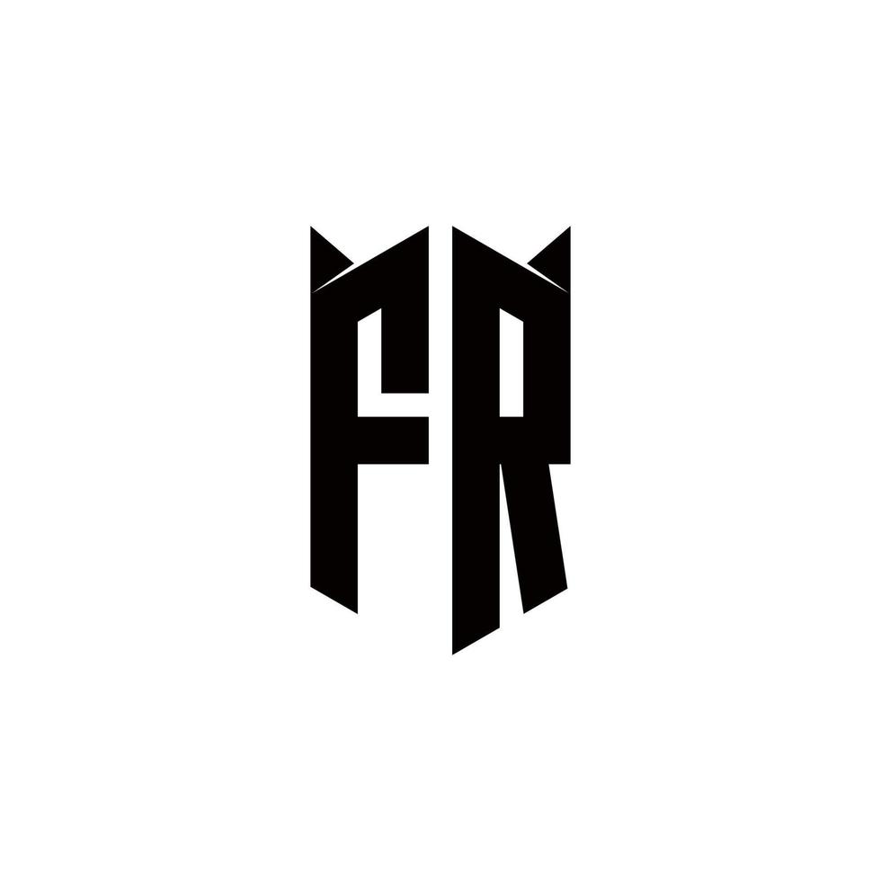 fr logo monogramme avec bouclier forme dessins modèle vecteur