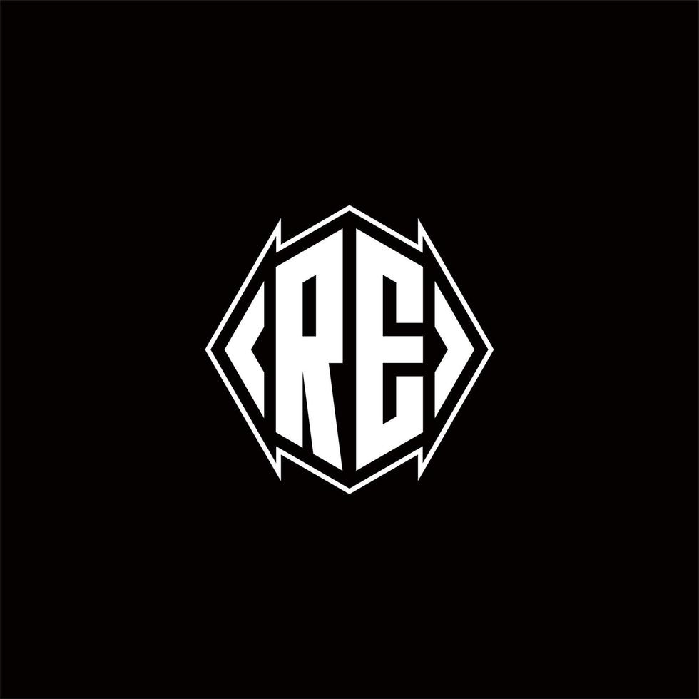 ré logo monogramme avec bouclier forme dessins modèle vecteur