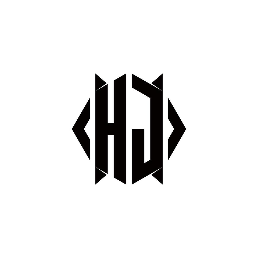 hj logo monogramme avec bouclier forme dessins modèle vecteur