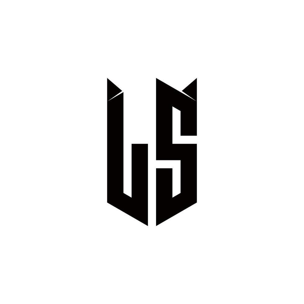 ls logo monogramme avec bouclier forme dessins modèle vecteur