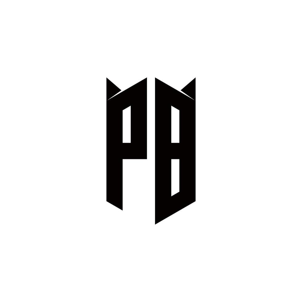 pb logo monogramme avec bouclier forme dessins modèle vecteur