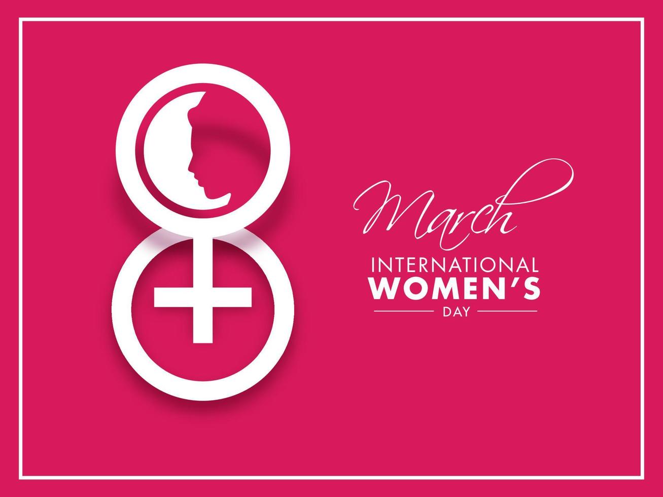 papier Couper 8 nombre avec femelle le sexe signe sur rose Contexte pour international aux femmes journée. vecteur