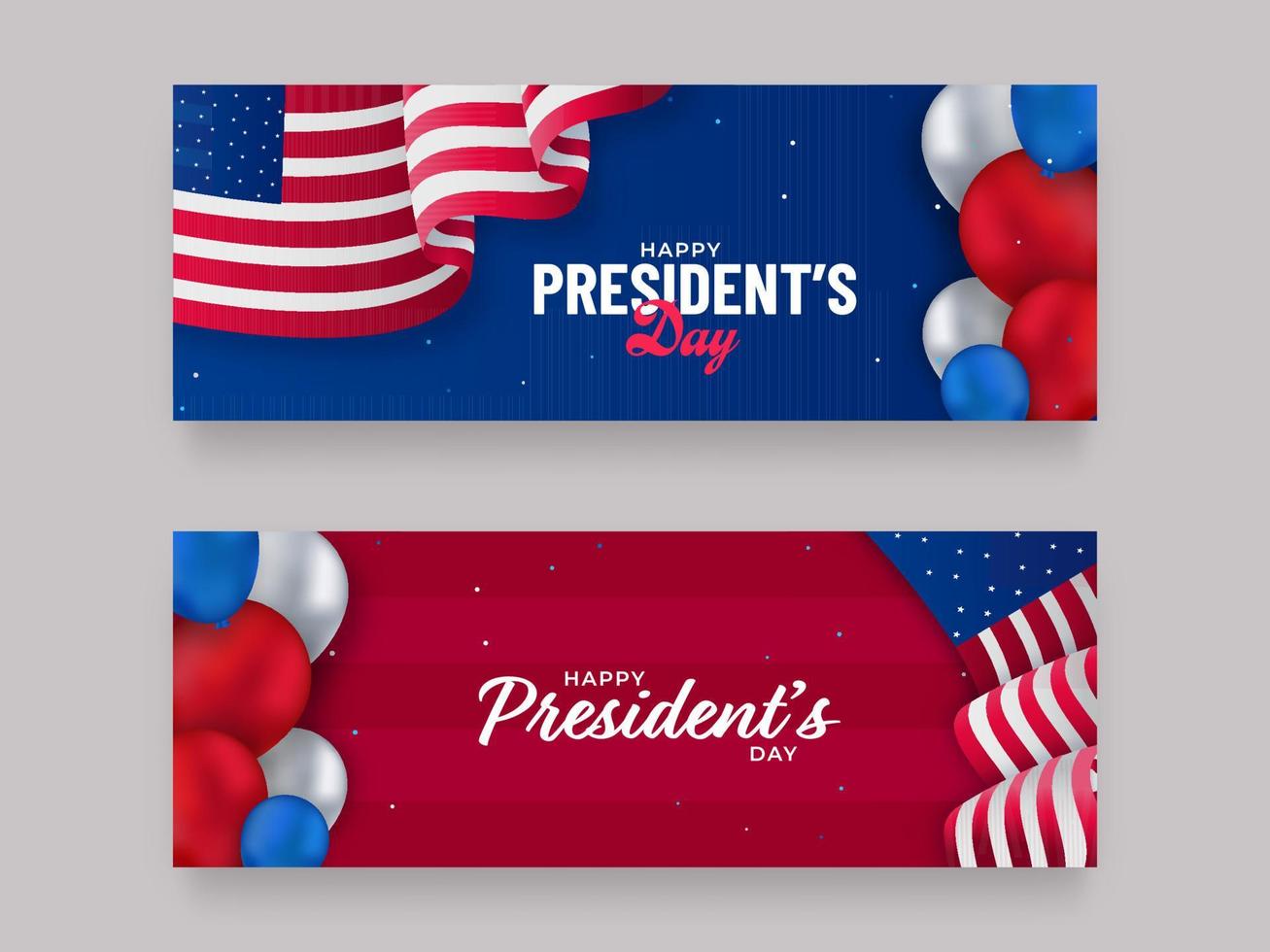 content du président journée Police de caractère avec des ballons et américain drapeau sur Contexte dans deux Couleur options. vecteur