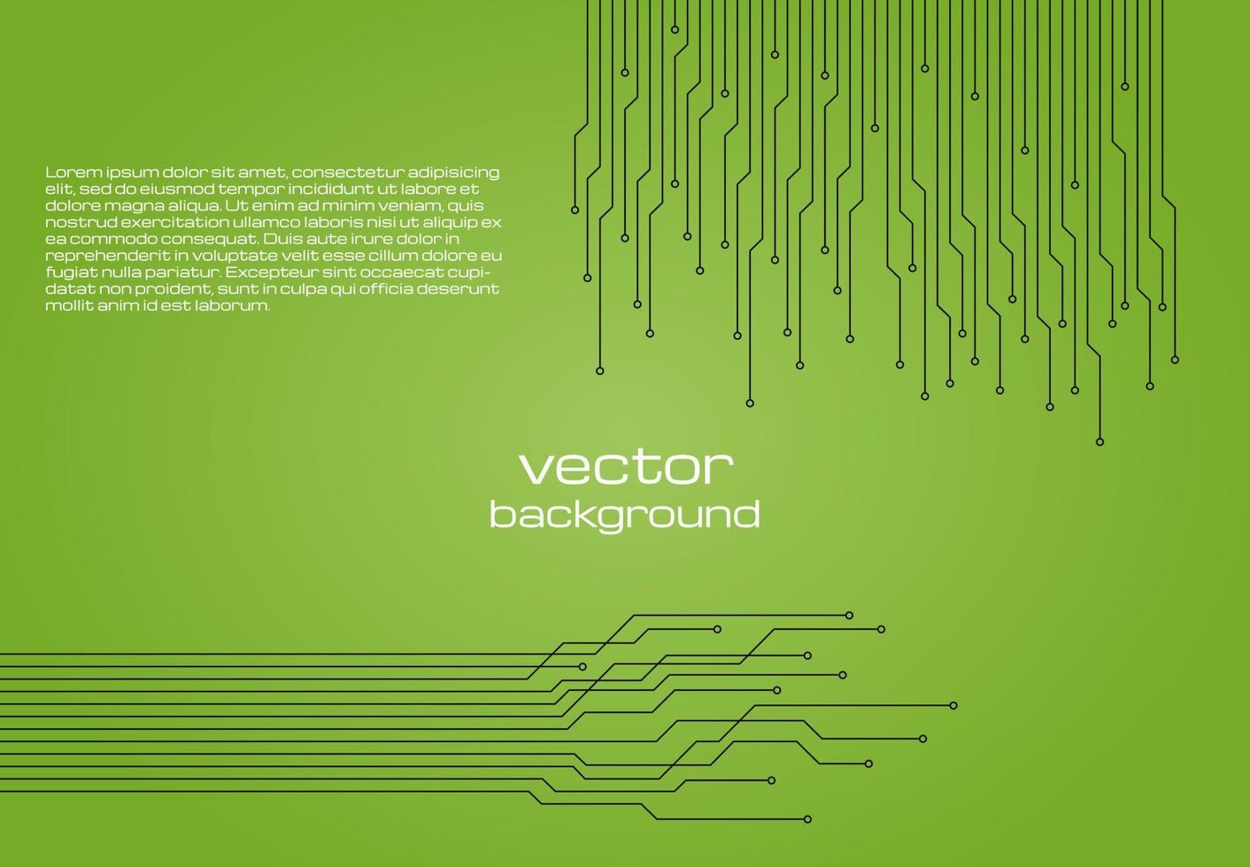 fond vert technologique abstrait avec des éléments de la micropuce. texture de fond de carte de circuit imprimé. illustration vectorielle. vecteur