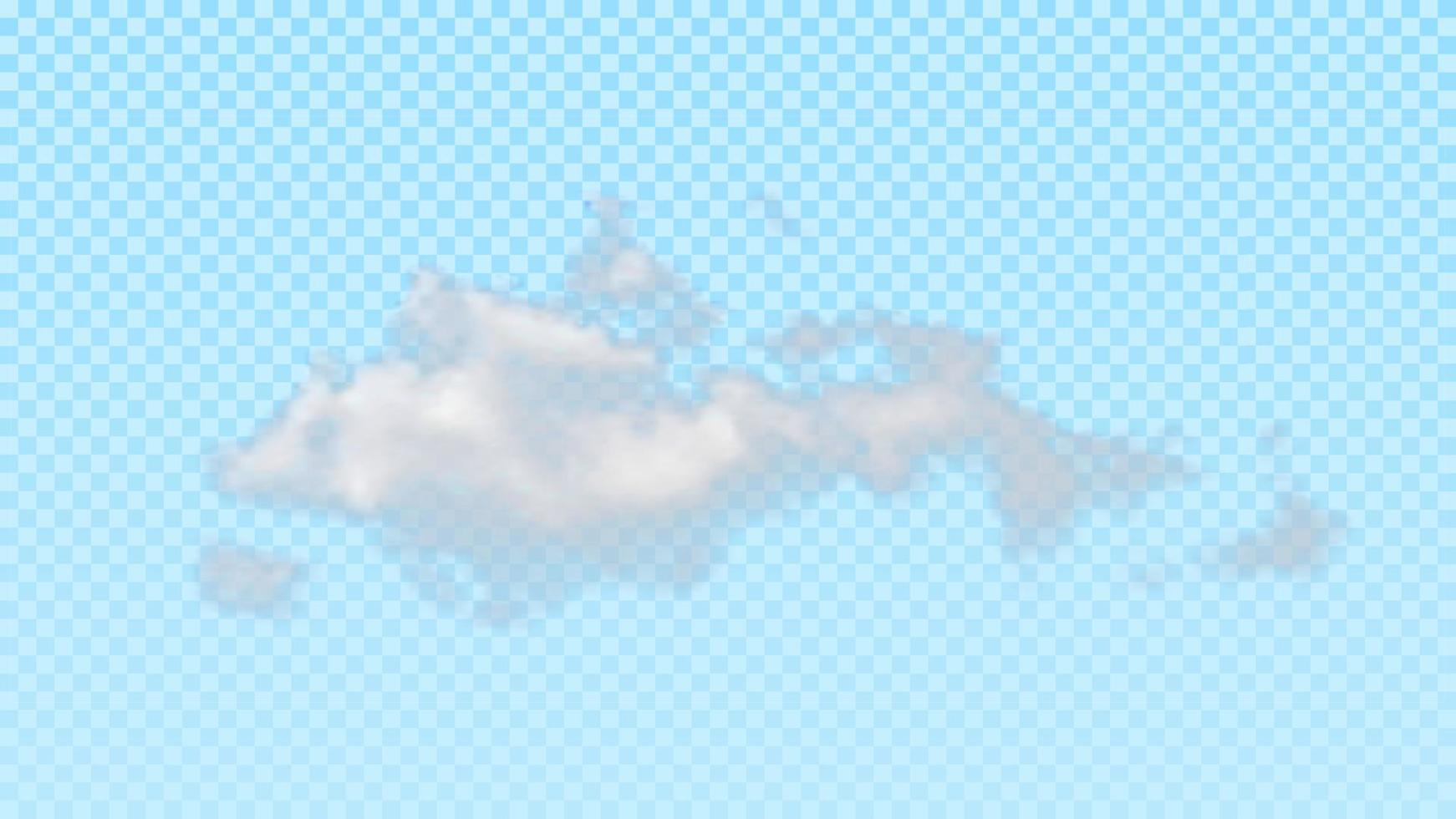 isolé réaliste nuage sur bleu transparent Contexte. Naturel élément pour modèle décoration et maquette. vecteur illustration