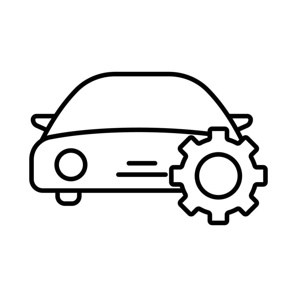auto un service icône illustration. voiture icône avec engrenage. icône en relation à voiture service, voiture réparation. contour icône style. Facile vecteur conception modifiable