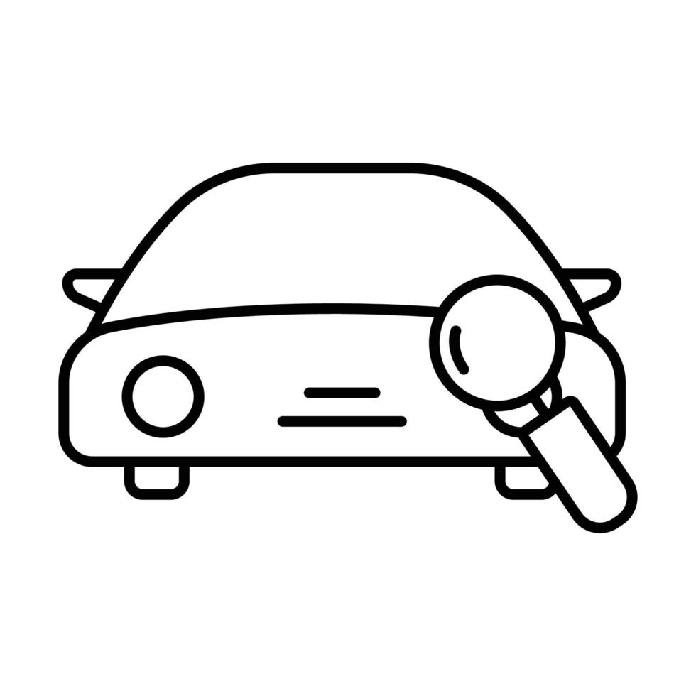 auto diagnostic icône illustration. voiture icône avec recherche. icône en relation à voiture service, voiture réparation. contour icône style. Facile vecteur conception modifiable