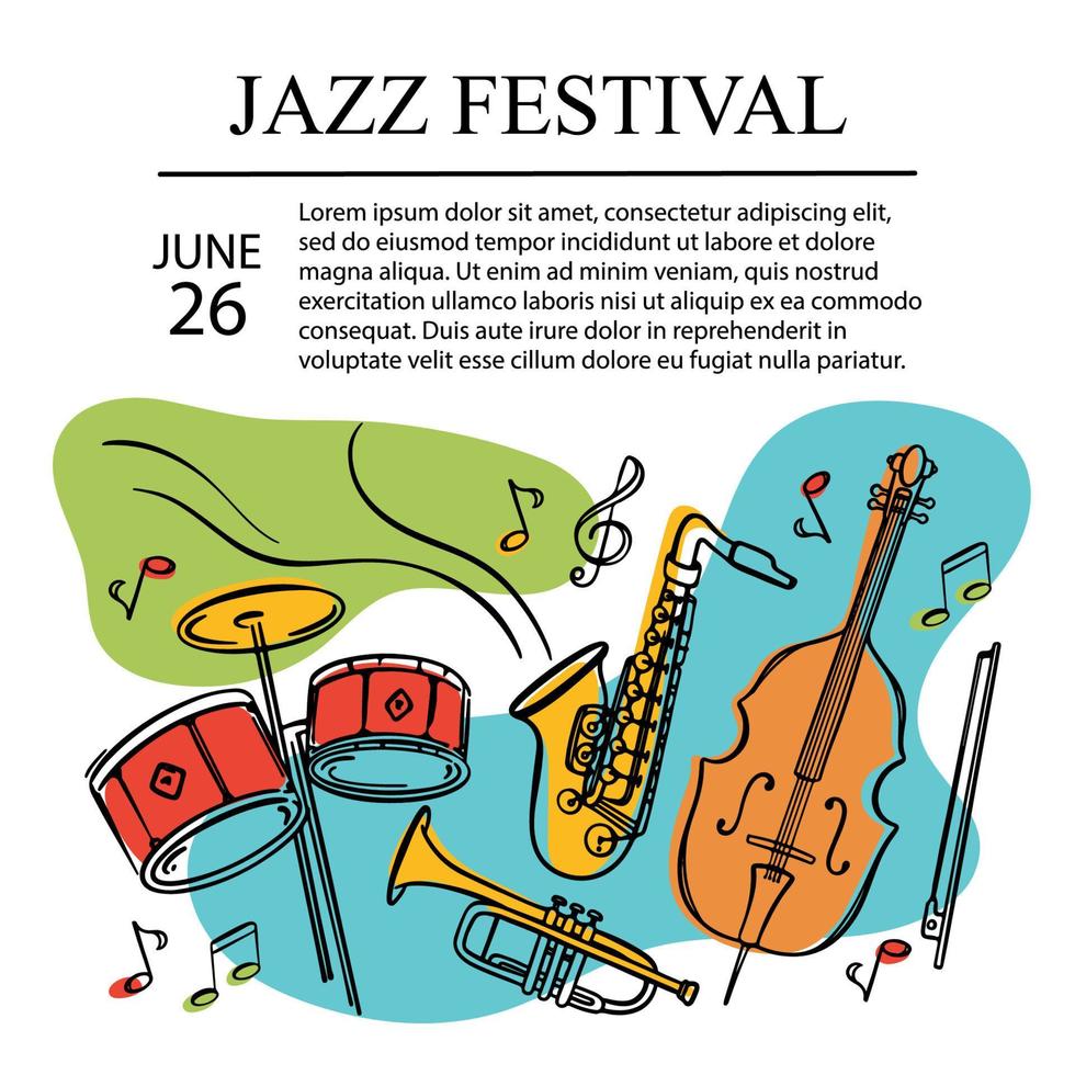 le jazz Festival musical bannière inviter coloré concert affiche vecteur