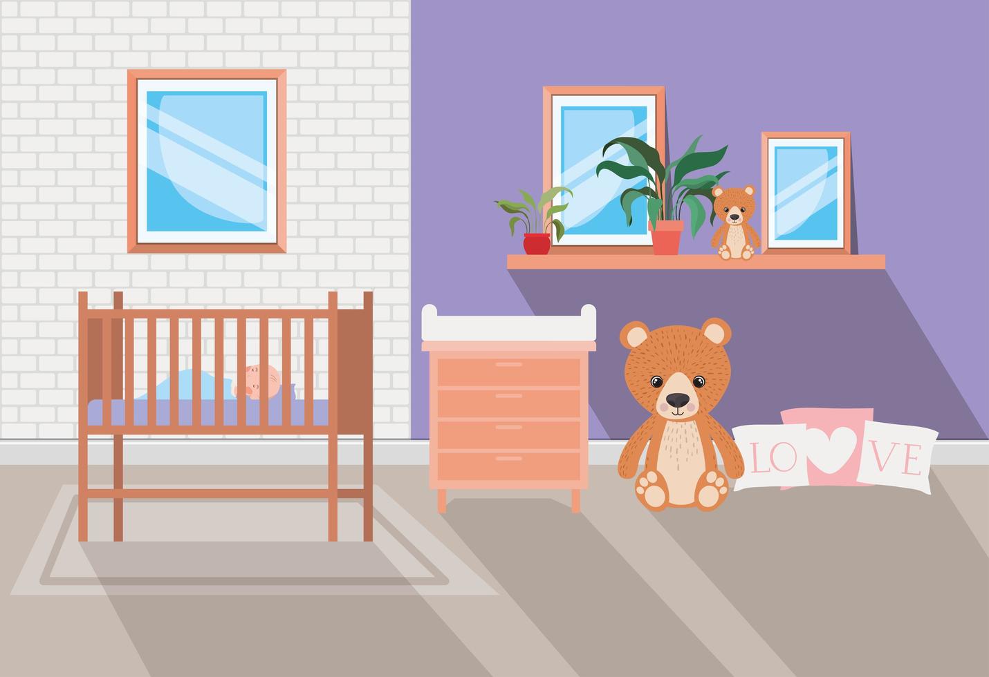 beau fond de chambre de bébé vecteur