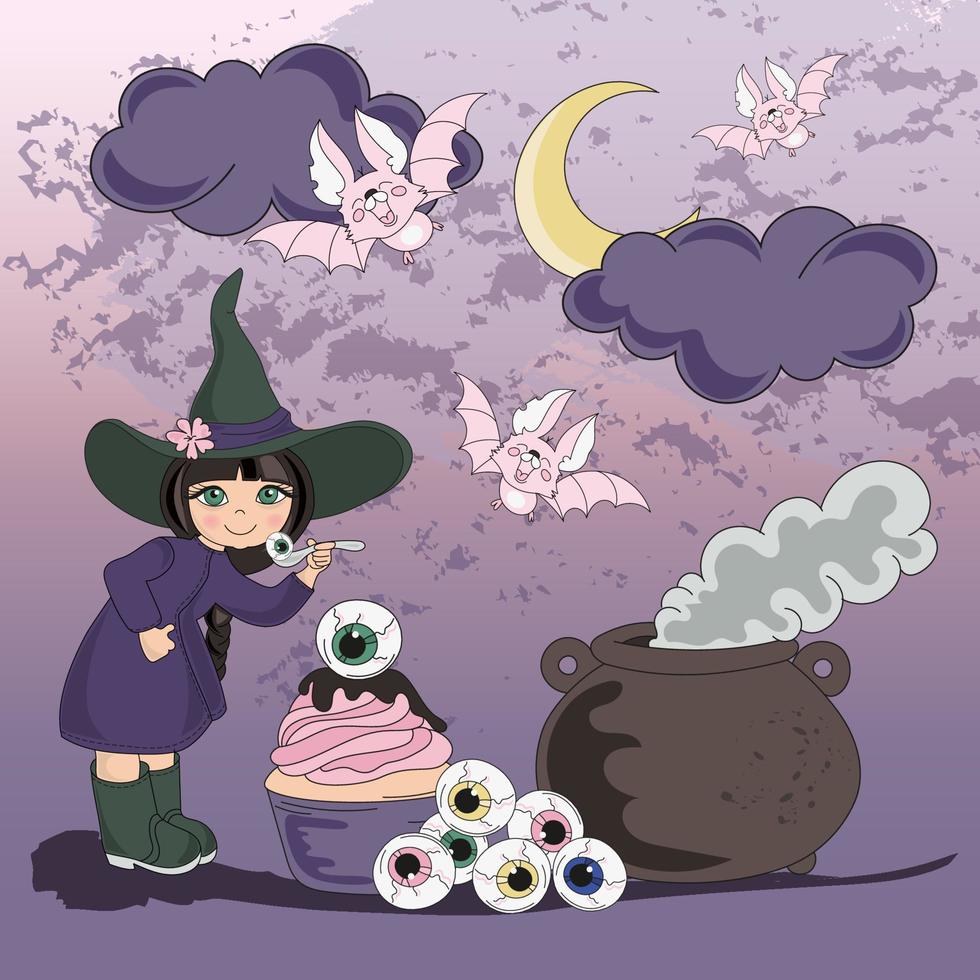 Halloween fête mystique vacances dessin animé vecteur illustration