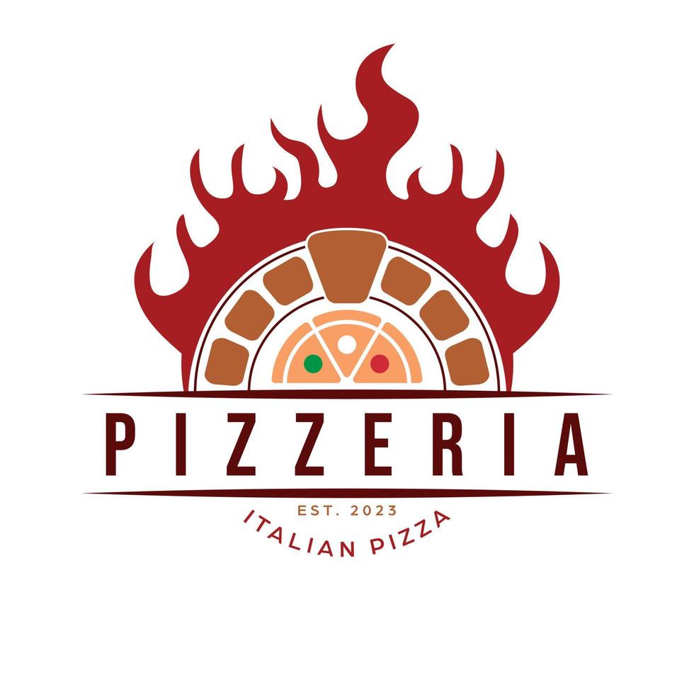 four et Pizza logo modèle vecteur. luxe pizzeria logotype. italien Pizza plat logo conception. vecteur