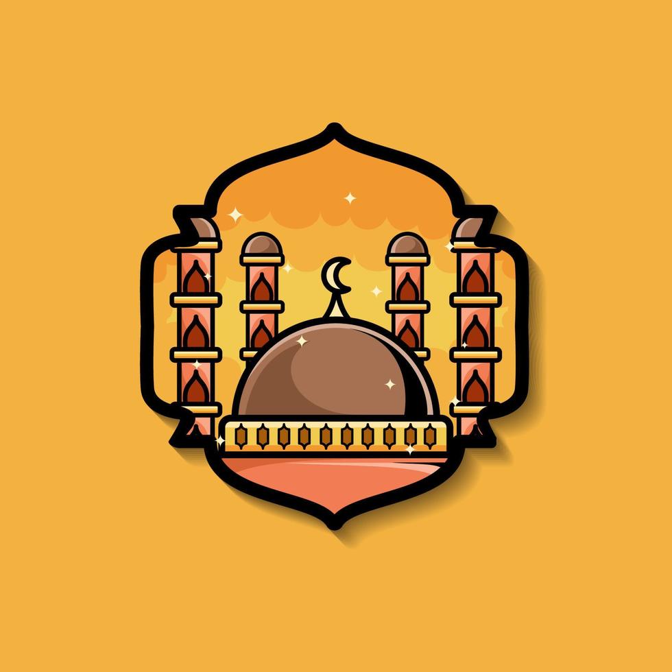 collection de autocollants et logos pour eid mubarak fête. mosquée badge, lanterne conception vecteur