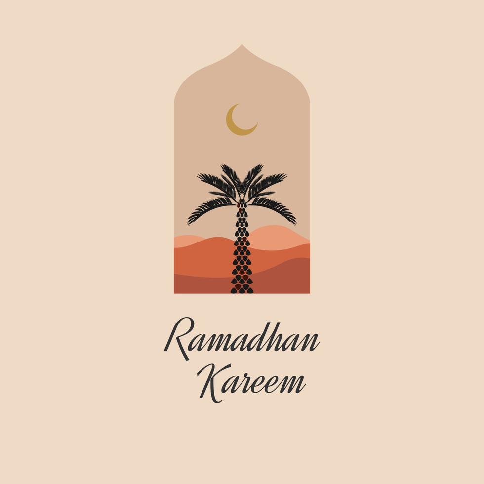 ramadhan kareem content musulman saison, esthétique conception art magnifique dessert avec Date paume vecteur