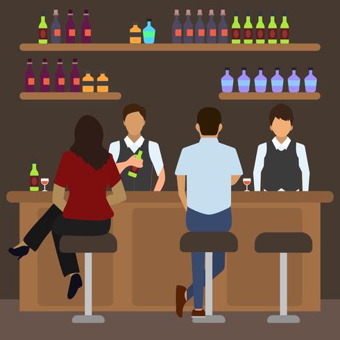 Illustration vectorielle de plat Crowded Bar Scene vecteur