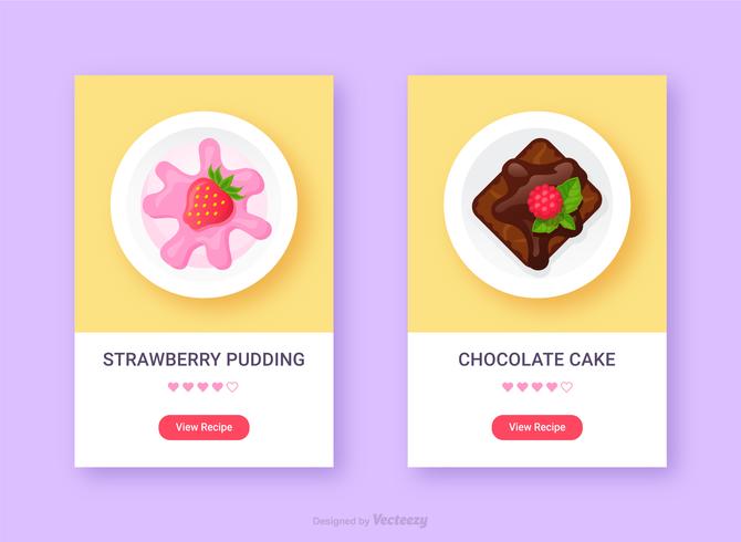 Dessert Food App Icon Set Vector