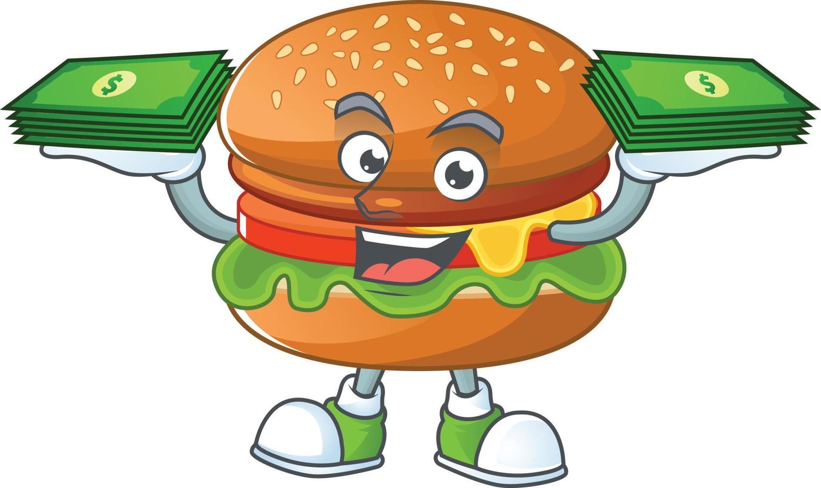 une dessin animé personnage de Hamburger vecteur