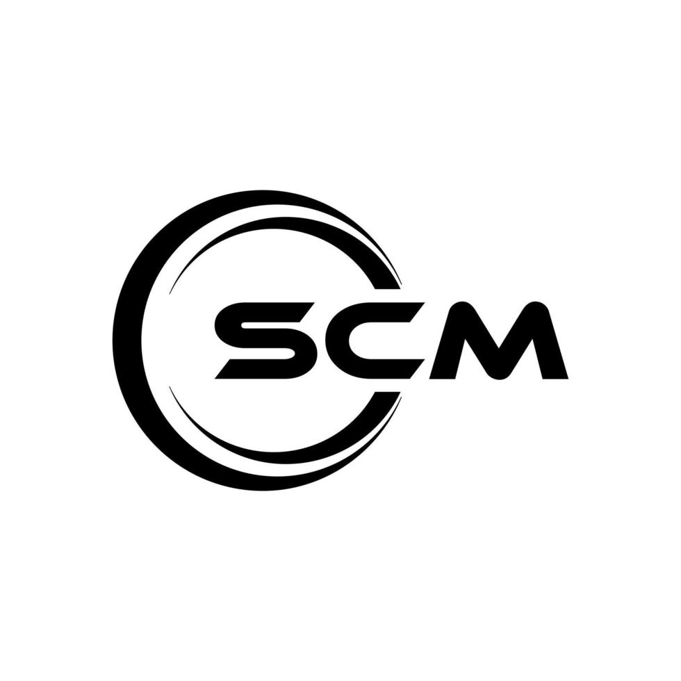 création de logo de lettre scm dans l'illustration. logo vectoriel, dessins de calligraphie pour logo, affiche, invitation, etc. vecteur