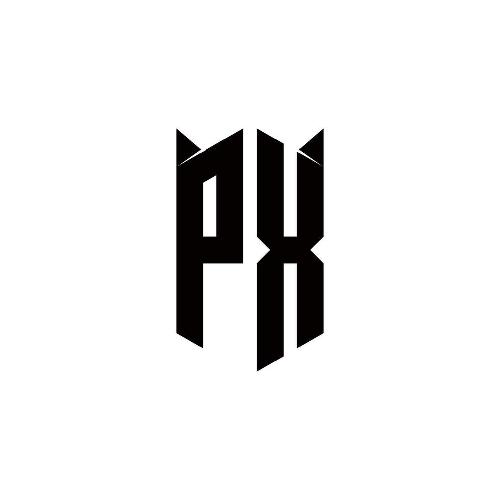 pixels logo monogramme avec bouclier forme dessins modèle vecteur