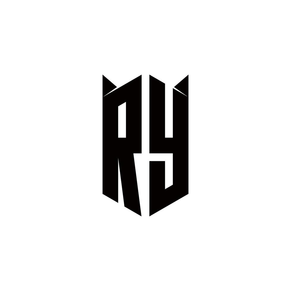 ry logo monogramme avec bouclier forme dessins modèle vecteur