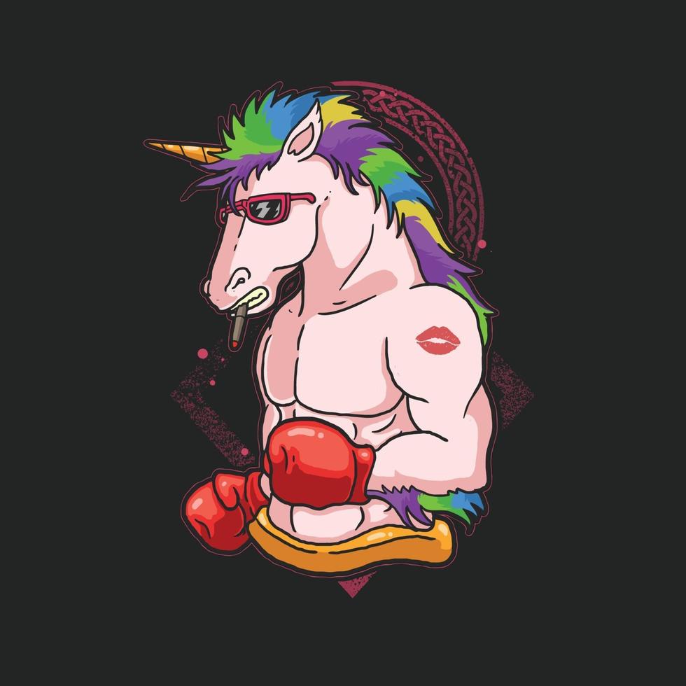 vecteur dillustration colorfull boxer mignon licorne