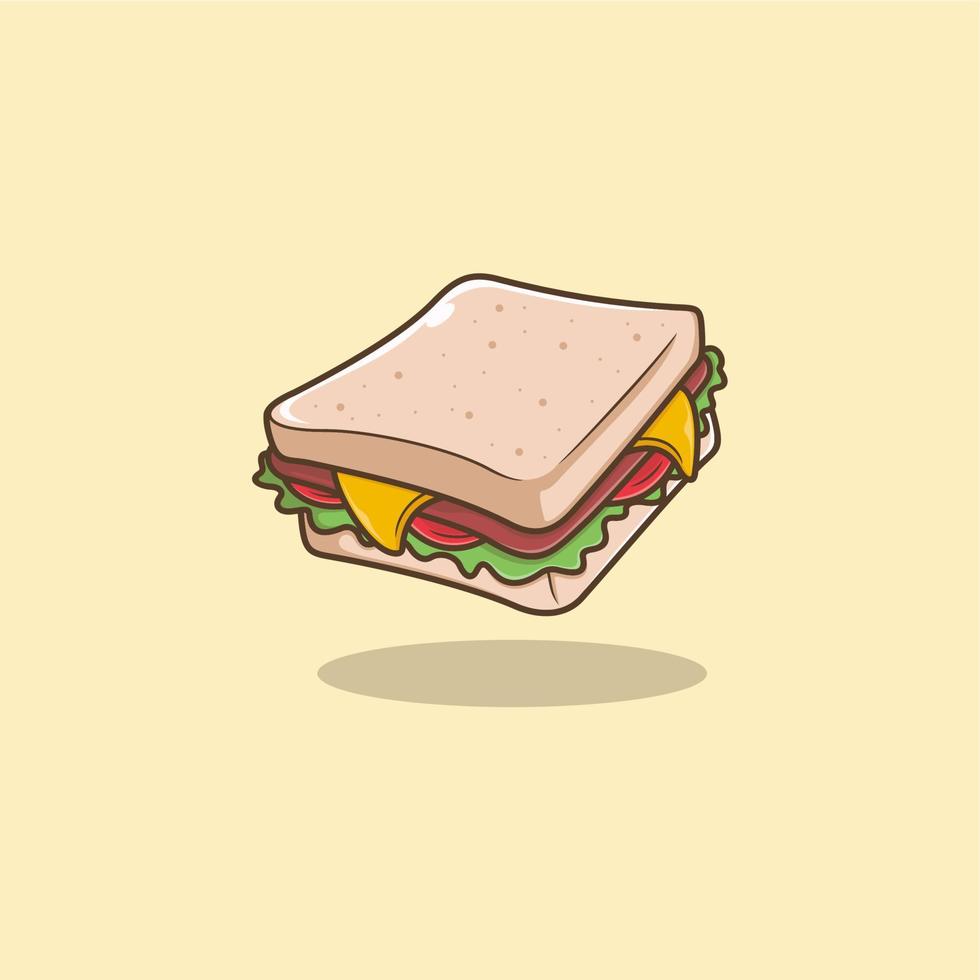 mignonne dessin animé sandwich vecteur