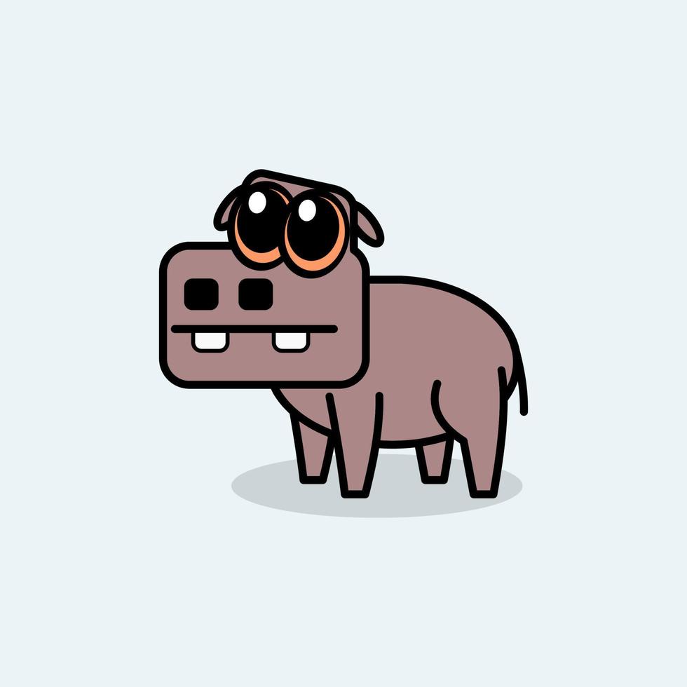 hippopotame de dessin animé mignon vecteur