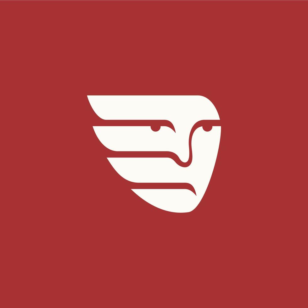 Facile logo de visage et ailes vecteur