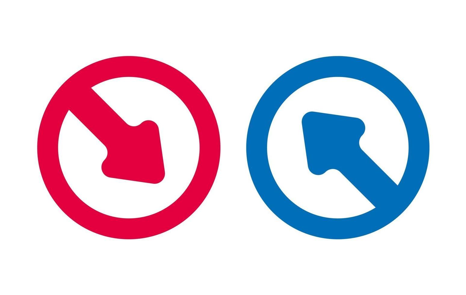 flèche icône ligne design vecteur rouge et bleu