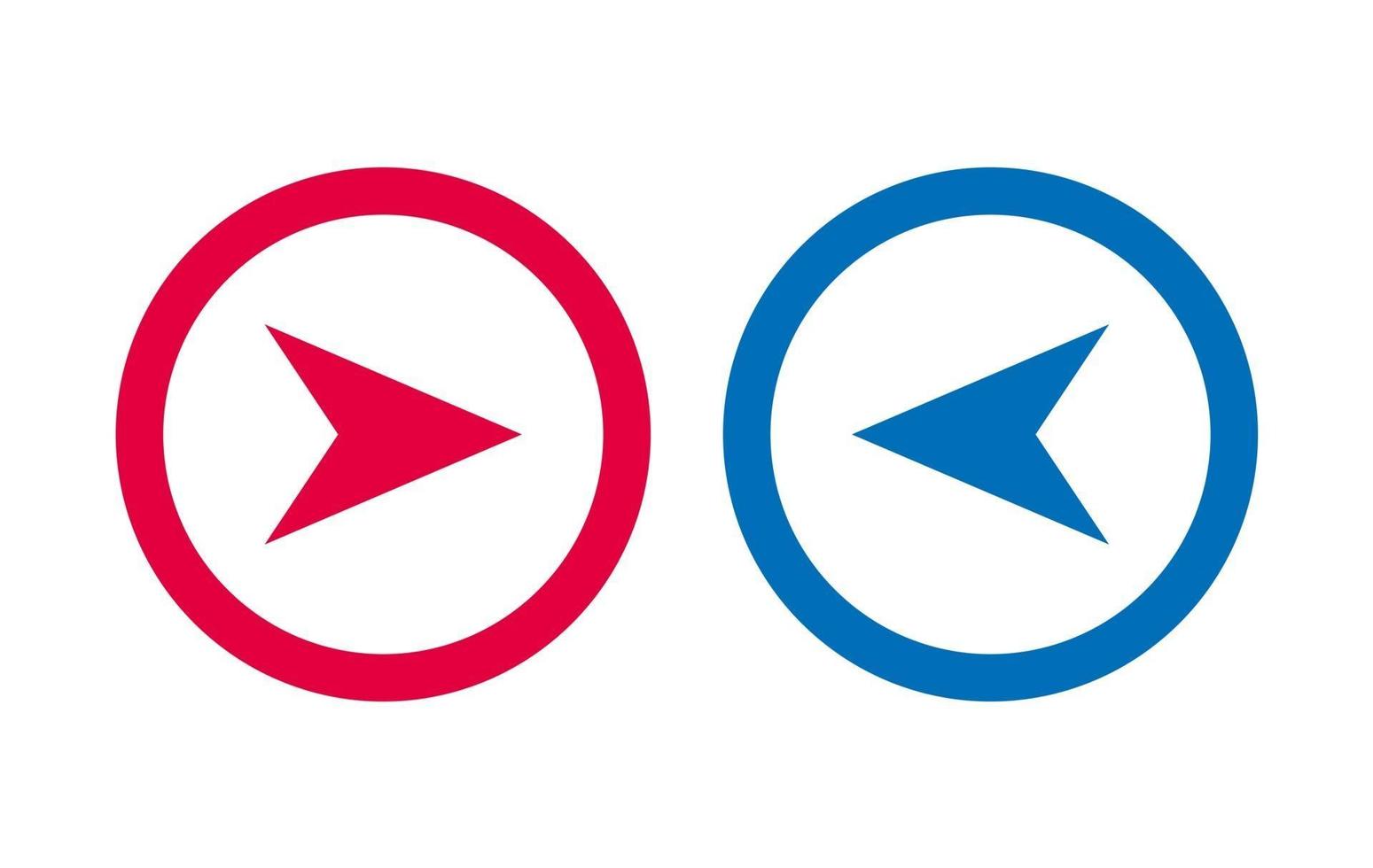 icône de flèche de conception ligne bleue et rouge vecteur