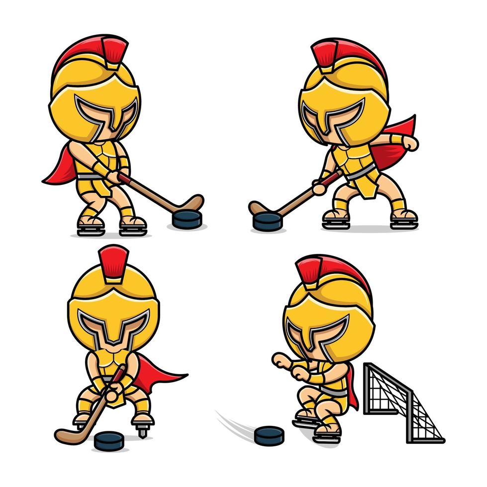 le hockey sport mignonne dessin animé gladiateur vecteur