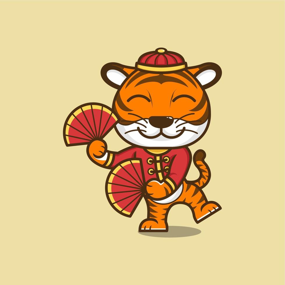 mignonne dessin animé tigre dans chinois Nouveau année vecteur