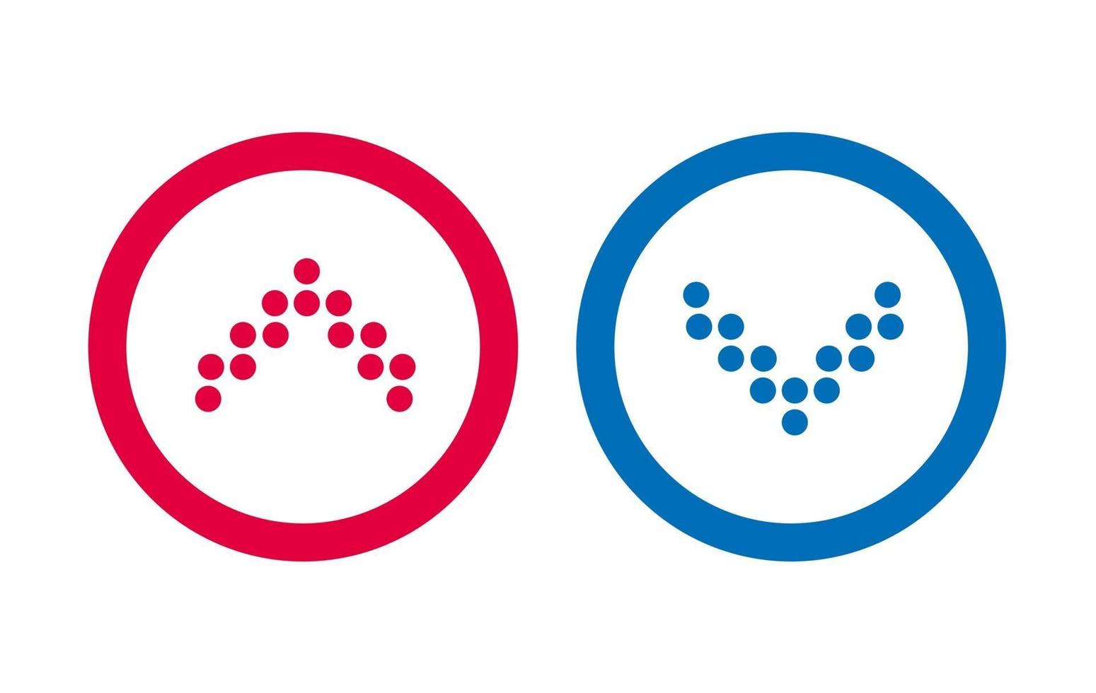 icône du design ligne flèche bleue et rouge vecteur