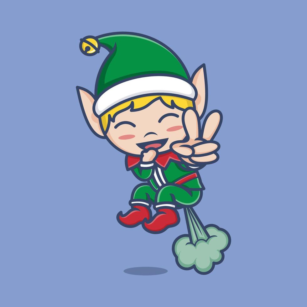 mignonne dessin animé Noël elfe vecteur