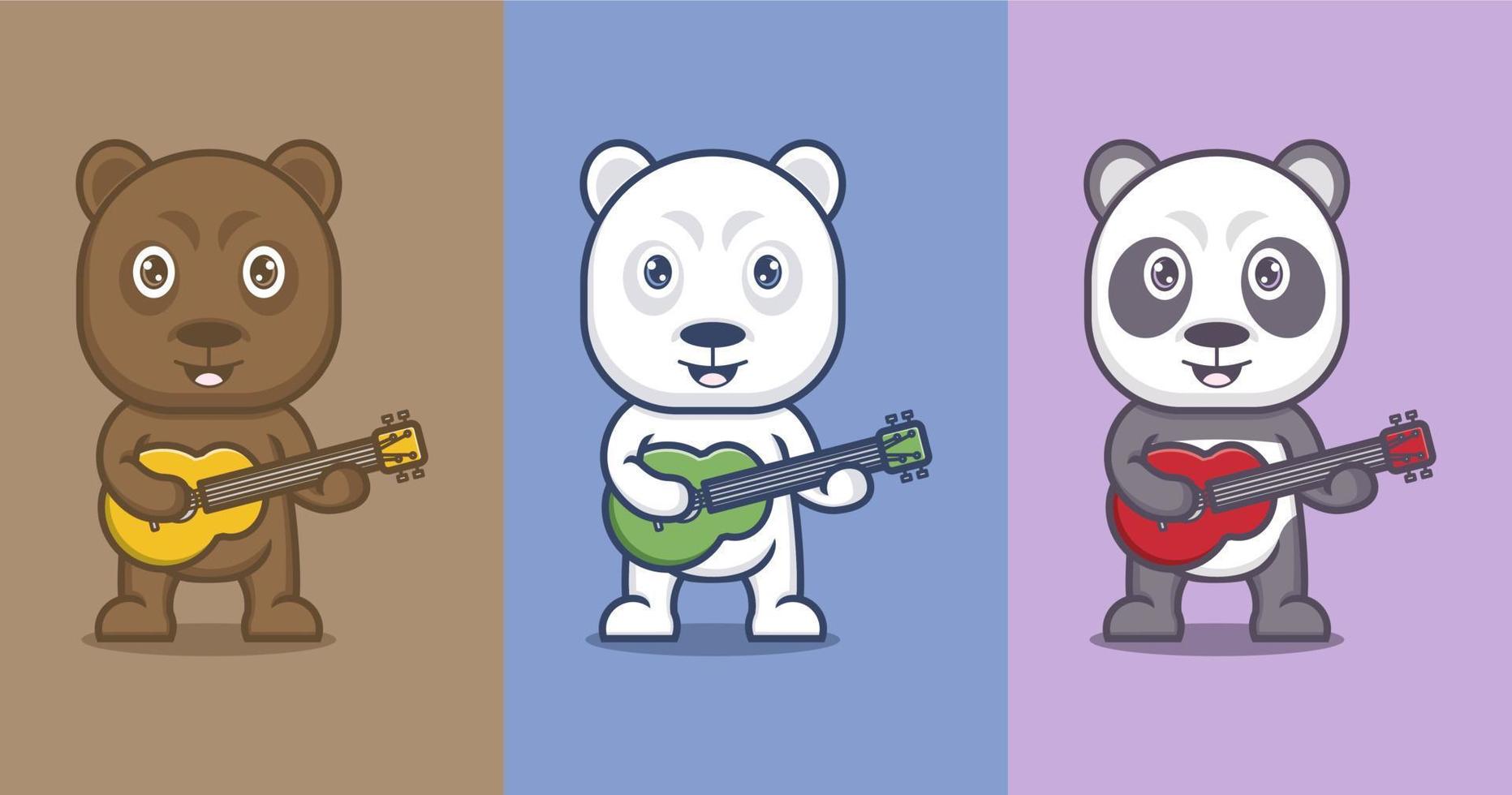 mignonne dessin animé polaire ours et Panda vecteur